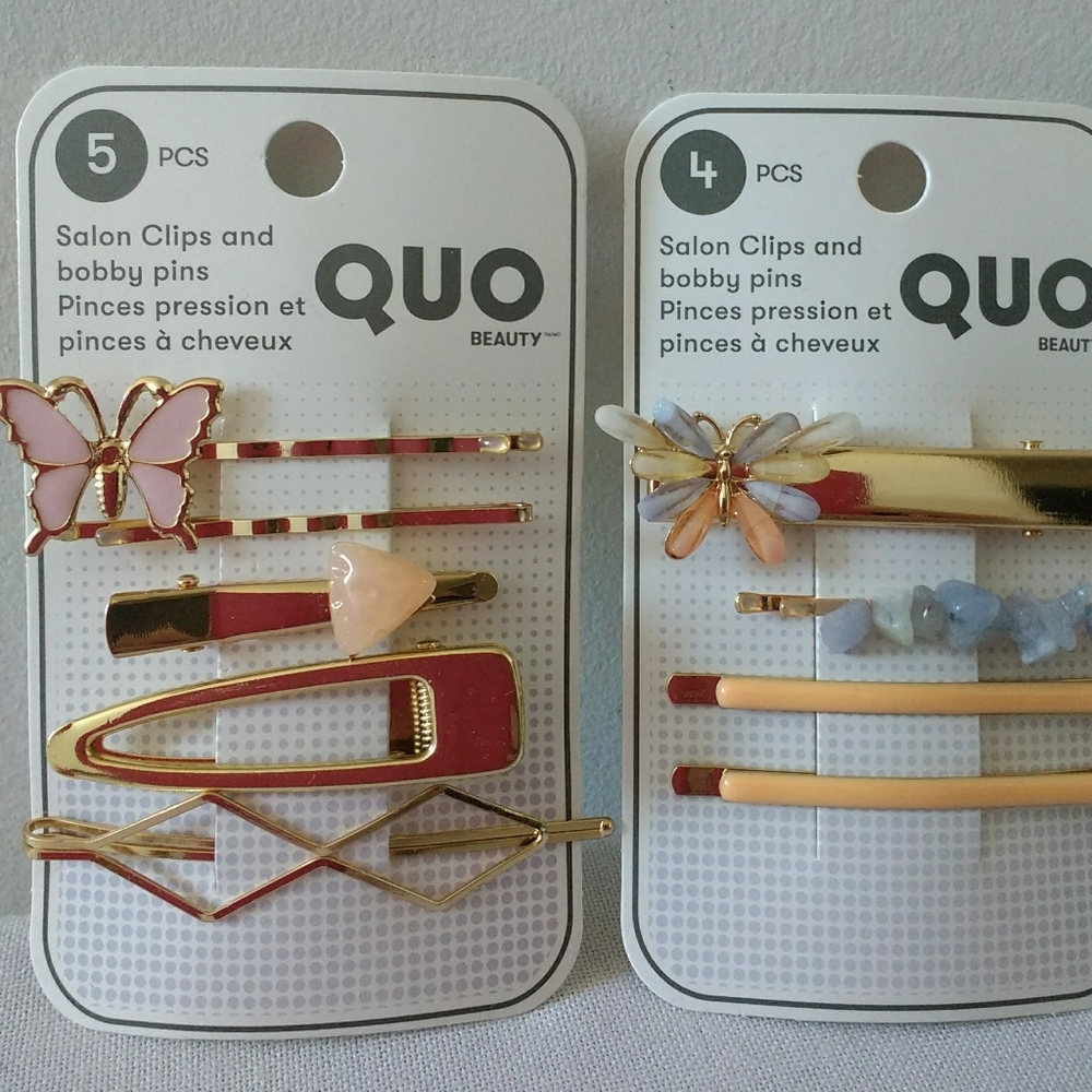 Quo Beauty Gold and Pastel Salon Clips and Bobby Pin Sets